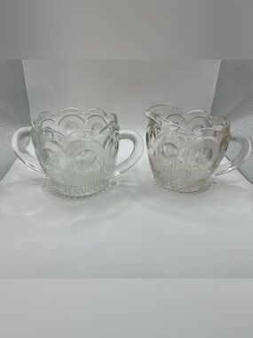 Bartlett-Collin’s Clear Glass Creamer and Sugar Set - Elegant Scalloped Design